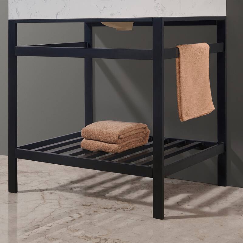 Altair Merano Stainless Steel Vanity Console with Stone Countertop and Mirror