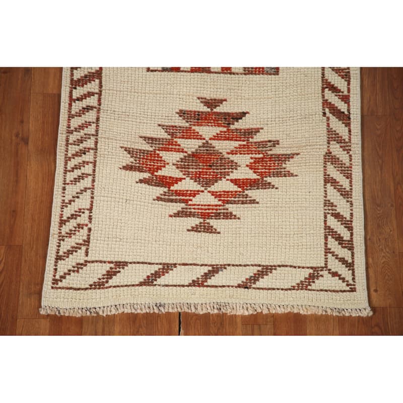 Beige Anatolian Runner Rug Handmade Wool Carpet - 2'9"x 11'2"