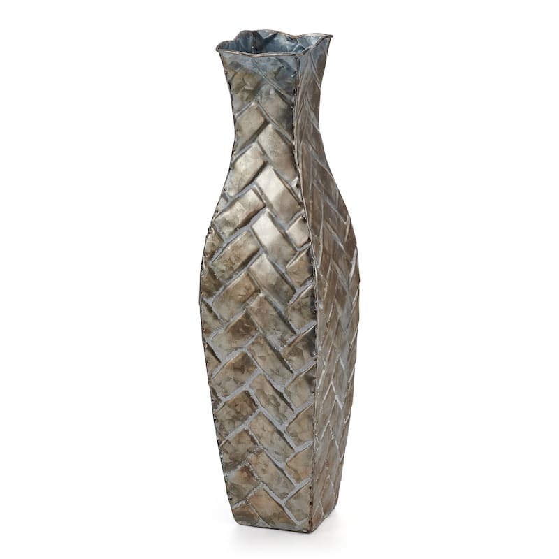 Elements Champagne Weave Metal Vase, 17 Inch