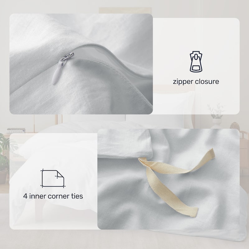 Linen Cotton Duvet Cover and Pillow Sham Set, Breathable and Skin-Friendly Bedding Set