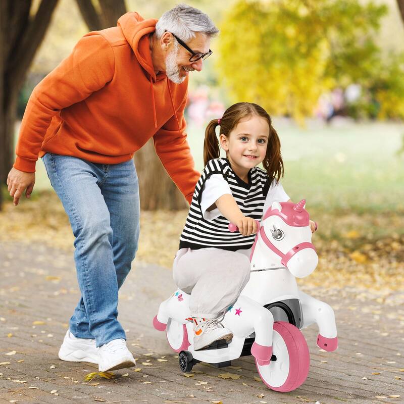 Costway 12V Kids Ride on Unicorn Toy with Training Wheels Music - See Details