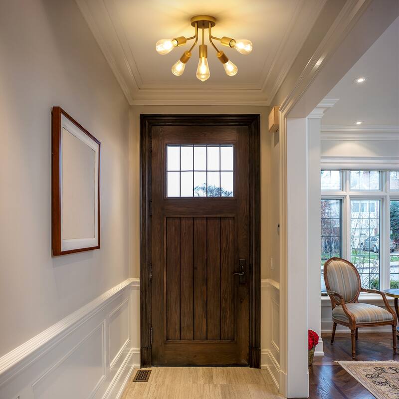5-Light Semi Flush Mount Chandelier for Hallway Entryway Dining Room