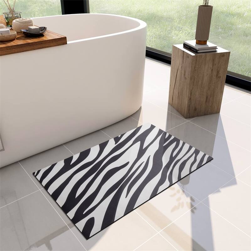 Bath Mat Rug-Thin Quick Dry - 32"x17" - Zebra
