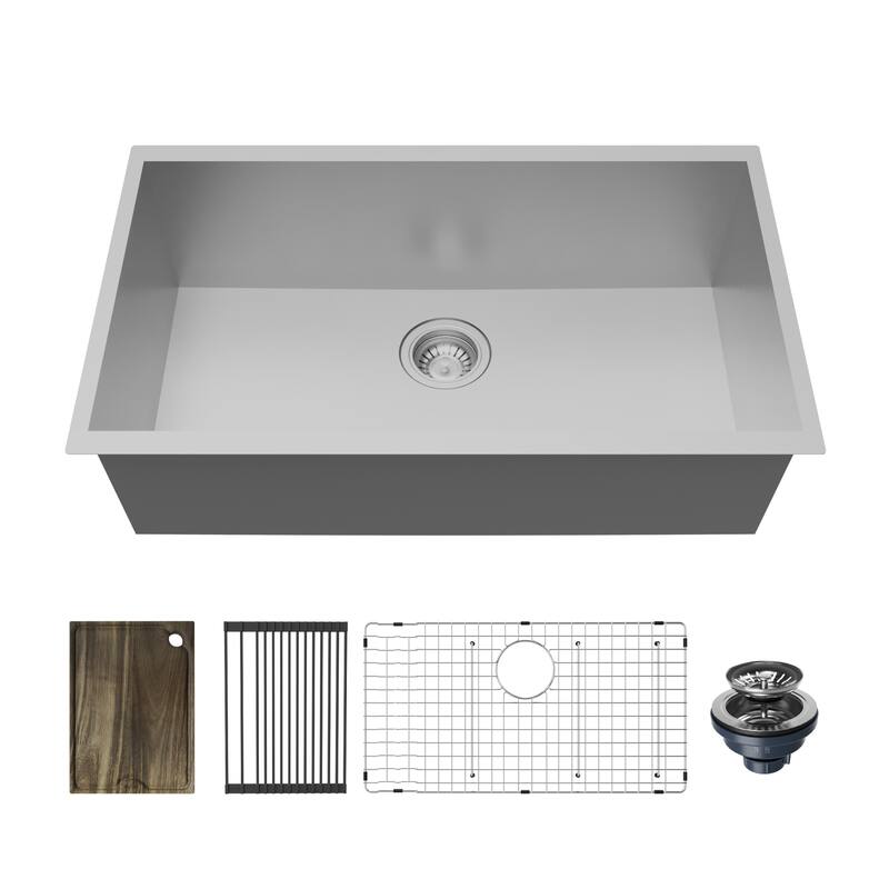 Karran Fusion Undermount 30-in x 18-in Stainless Steel Single Bowl Workstation Kitchen Sink