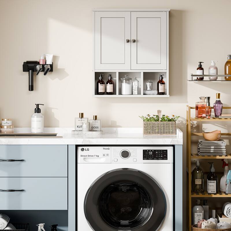Wall-Mounted Bathroom Cabinet with Open Storage