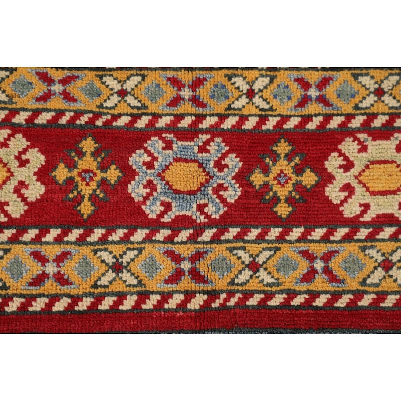 Striped Multi-Color Kazak Oriental Area Rug Handmade Wool Carpet - 4'0" x 5'11"