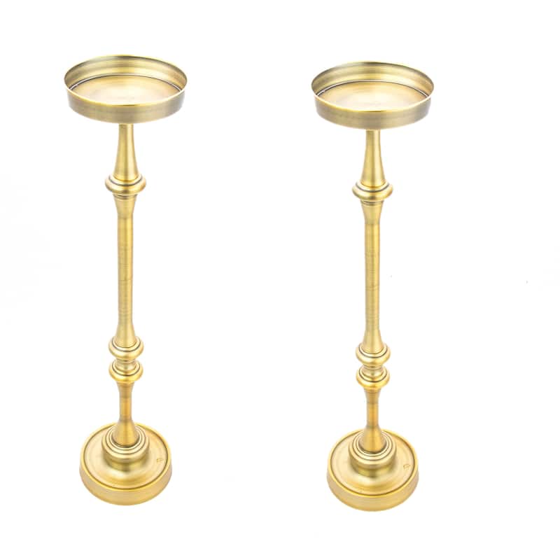 Glam 6in. Round Pedestal Martini SideTable, Brass - Set of 2 tables