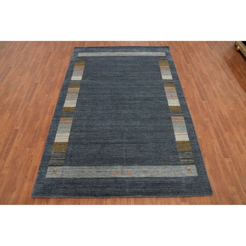 Hand Knotted Oriental 100% Wool Carpet Tribal Tribal Navy Blue & Blues Gabbeh Area Rug - 10' 0'' X 6' 8''