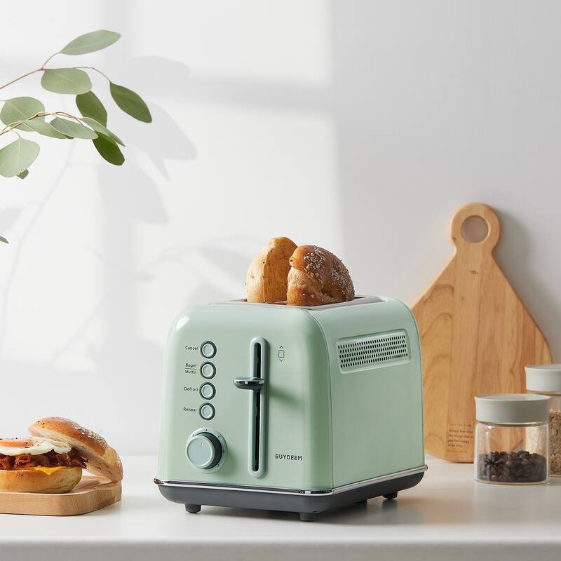 BUYDEEM 2-Slice Toaster,Extra Wide Slots Stainless Steel with High Lift Lever Toster