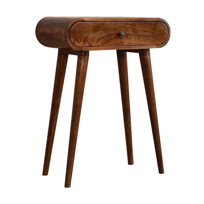 Artisan Furniture solid wood Mini Round Chestnut Console, Brown with one drawer