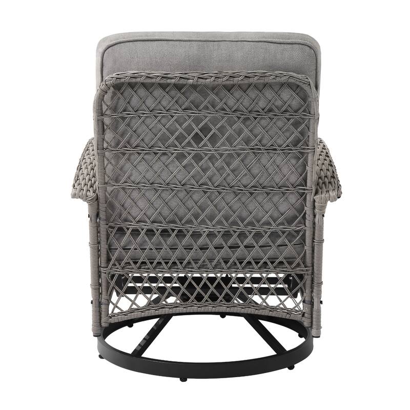 COZYMAN Outdoor Patio 3-Piece Wicker Conversation Set Swivel Rocking Chat Chairs