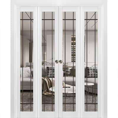 Double Bi-fold Doors Lucia 2266 White Silk Clear Glass Sturdy Tracks