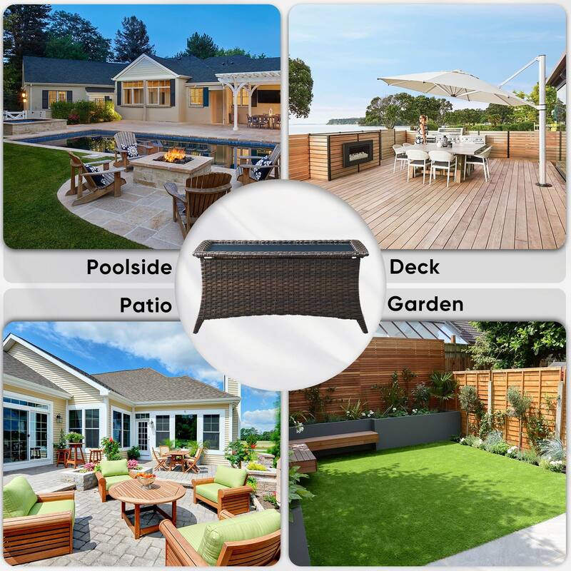 Outdoor Coffee Table with Tempered Glass Top