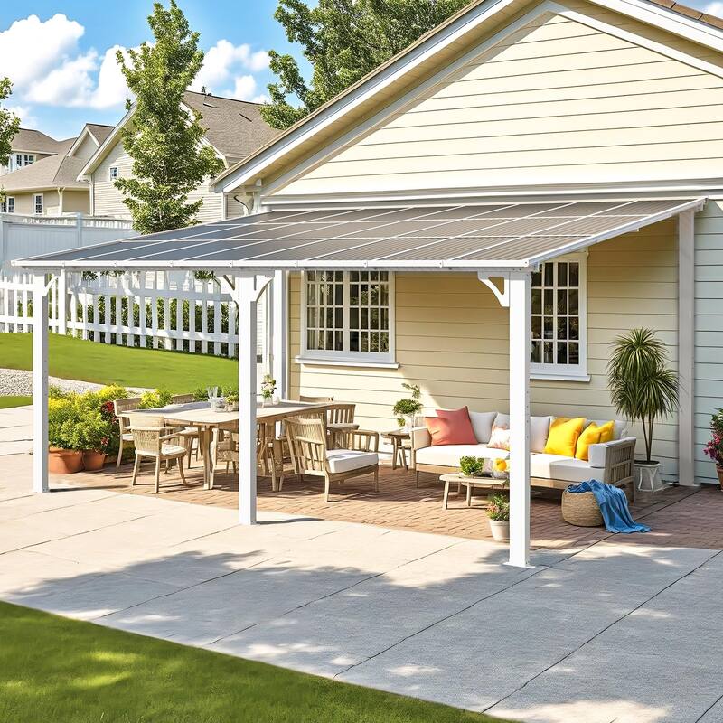 12x16ft Lean to Gazebo Hardtop Wall Mounted Gazebo