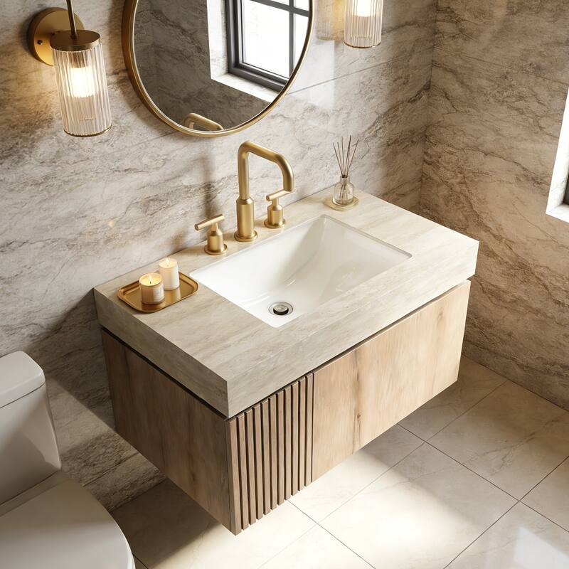 Mondern Floating Bathroom Vanity with 3 Pre-drilled Faucet Holes
