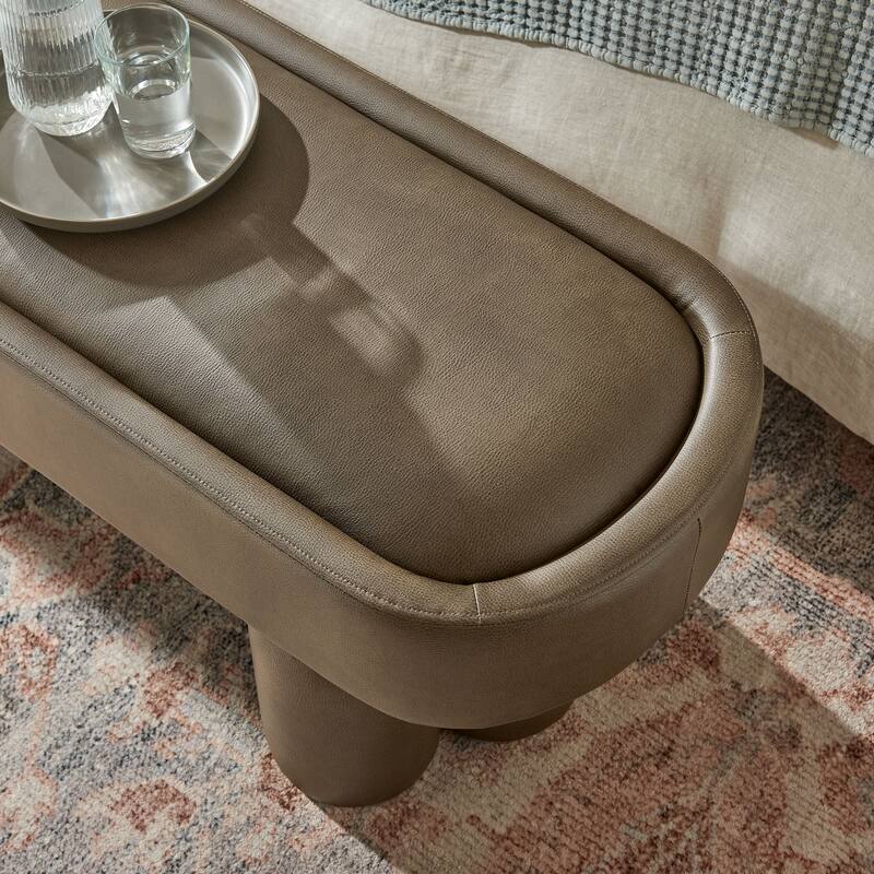 Mossi 52-Inch Oval Vegan Leather Bench