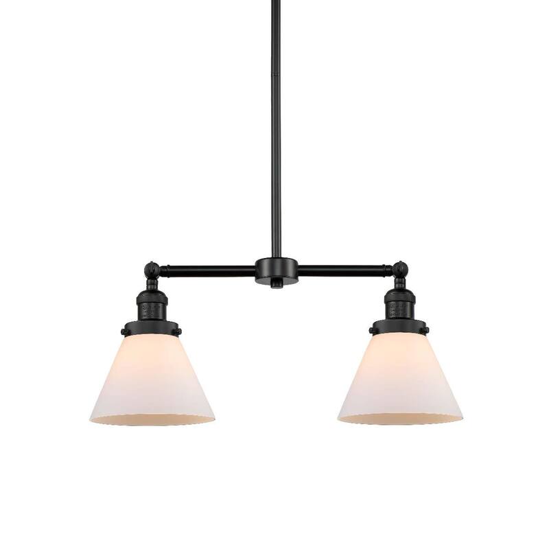 Innovations Lighting Large Cone 2 Light 21" Wide Linear Chandelier - Matte Black / Matte White Cased