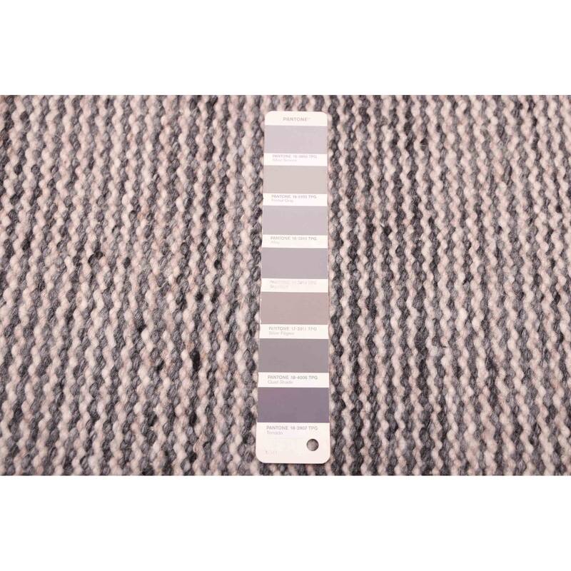 ECARPETGALLERY Flat-Weave Nevada Dark Grey Wool Kilim - 5'5 x 7'9