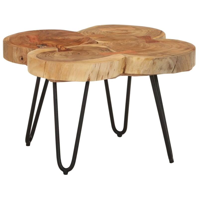 vidaXL Coffee Table End Table with Iron Legs 4 Trunks Solid Wood Acacia
