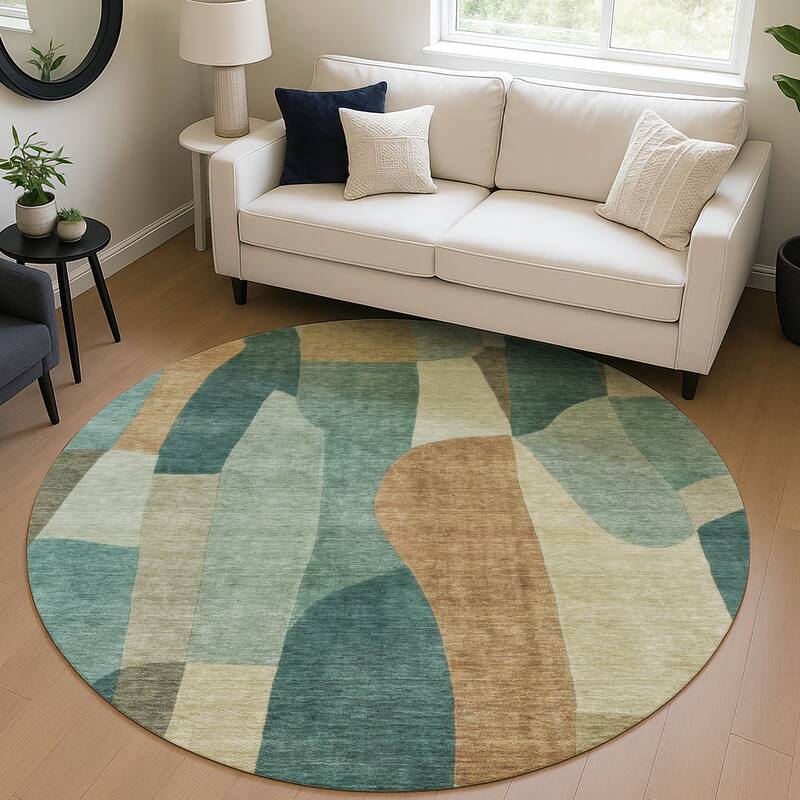 Machine Washable Indoor/ Outdoor Contemporary Layers Chantille Rug