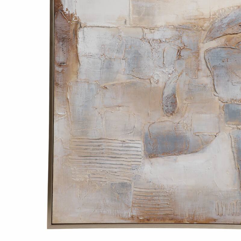 Canvas Art Wood Frame Textured Abstract Design Casual Home - 56" Tan