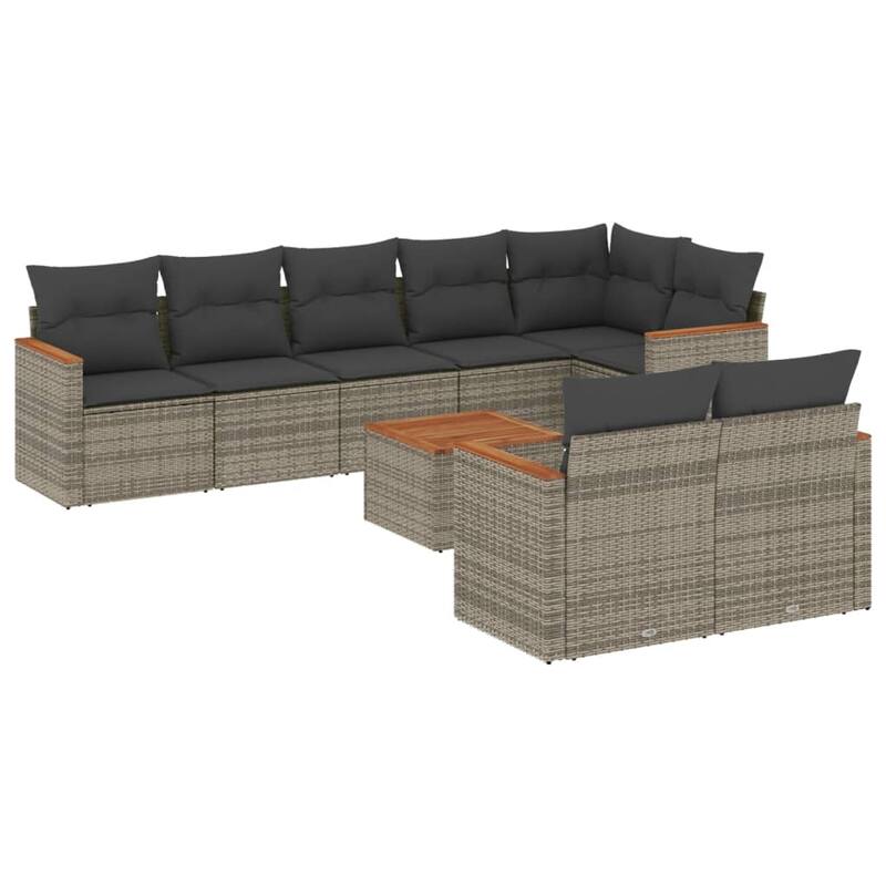 vidaXL Patio Sofa Set with Cushions Outdoor Conversation Furniture Poly Rattan