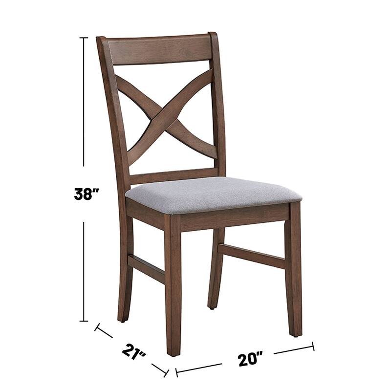 Set of 2 Upholstered Dining Side Chairs in Brown Finish