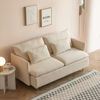 Modern Linen Fabric Upholstered Loveseat Sofa - Bed Bath & Beyond ...