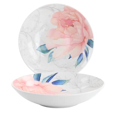 2 Piece 9 Inch Fine Ceramic Dinner Bowl Set - 9 Inch