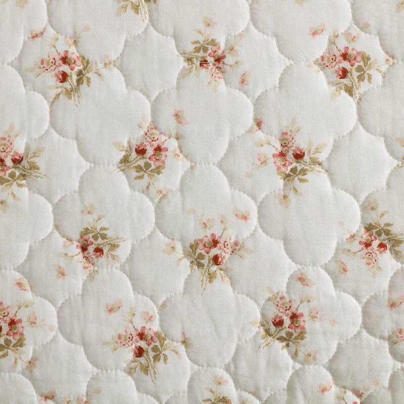 Laura Ashley Dorrie Cotton Reversible Pink Quilt Set