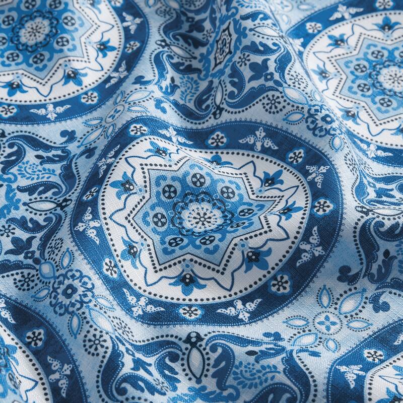 Vietri Medallion Blue Block Print Stain & Water Resistant Indoor/Outdoor Placemats, Set of 4