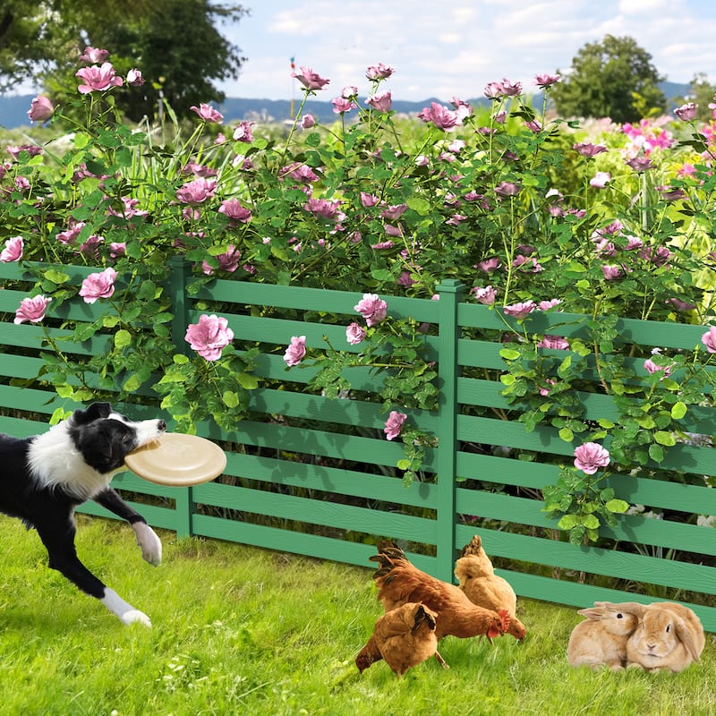 2,4-Panel Courtyard Privacy Fence Without Digging Pits, Easy To Set Up, No Damage To The Ground - 39.3 in. W x 35.6 in. H - Green-pieces of 4