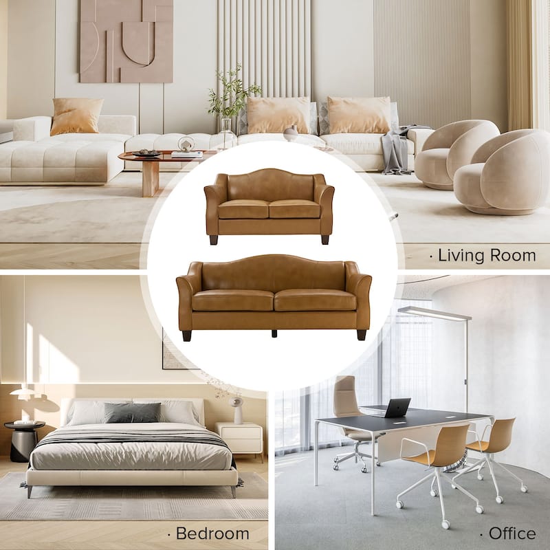 Franco Traditional Genuine Leather Sofa Set of 2 by HULALA HOME