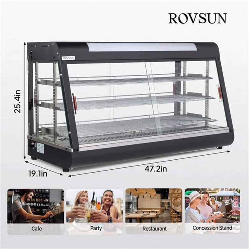 3-Tier 48 Inch 1800W 110V Countertop Hot Food Warmer Display Case