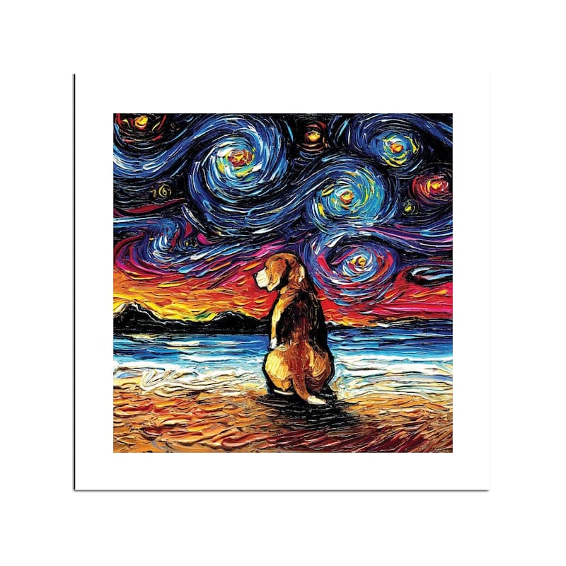 Beagle Night II Fine Art Paper Print by Aja Trier - Multi