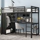 preview thumbnail 23 of 42, Loft Bed with Built-in Wardrobe, Desk, and Storage Shelves, Space-Saving Design Black - Twin XL