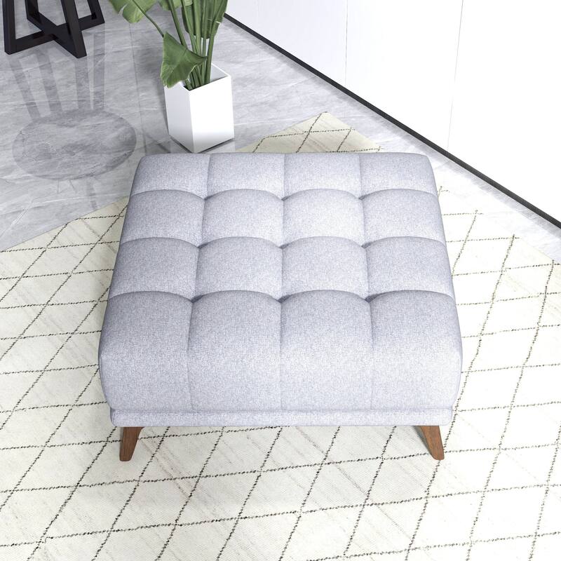 Addison Square Upholstered Ottoman - Gray,Light Gray,Wood