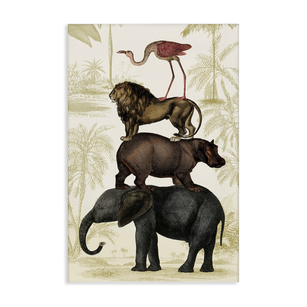 Stupell Jungle Animals Tower Canvas Wall Art Design By Victoria Barnes