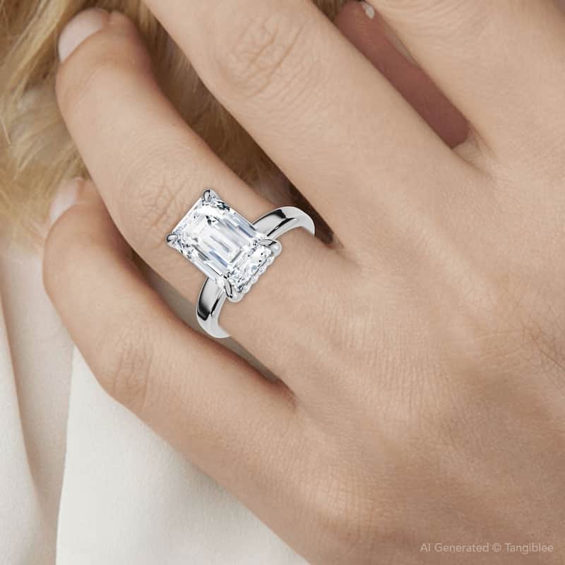 Certified 2.60Ct Emerald Cut Halo Diamond Engagement Ring Gold Lab Grown