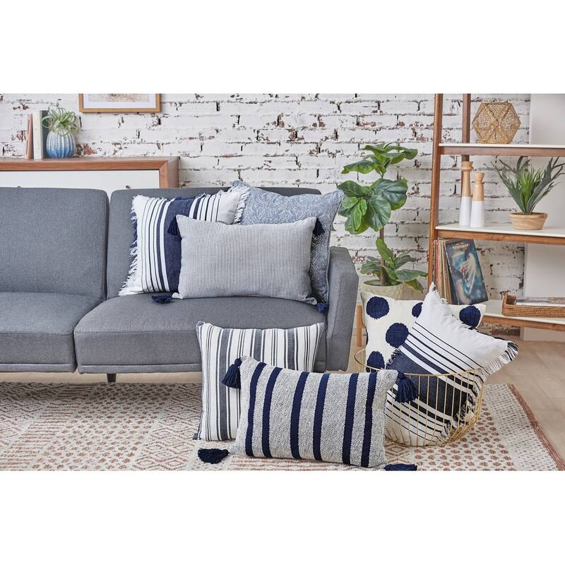 14" x 22" Nantucket Stripes Woven Throw Pillow