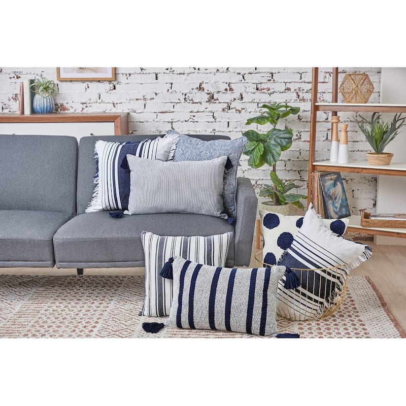 Joey Indigo Woven Throw Pillow Decor Decoration Throw and Accent Woven Throw Pillow for Bedding Sofa or Couch
