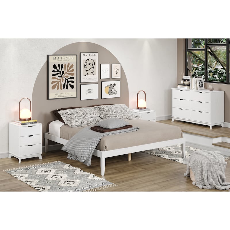 Purcell Solid Wood Platform Bed Frame - White - King