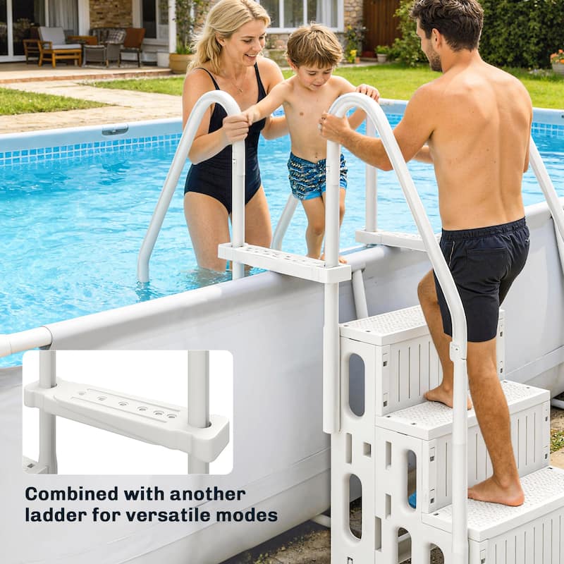 Outsunny 4-Step Swimming Pool Ladder, HDPE with Dual Handrails and Non-Slip Steps for Above Ground Pools