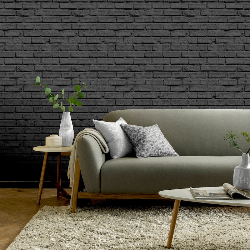 Arthouse Abner Black Brick Wallpaper