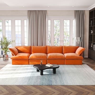 Modular Sectional Sofa Couch, 162.98" Velvet 4 Seater Sofa, Sofa Couch for Living Room Apartment