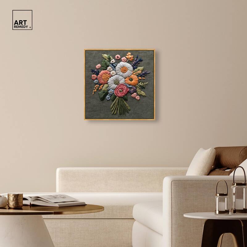Stitched Bloom Bouquet II Canvas by Art Remedy