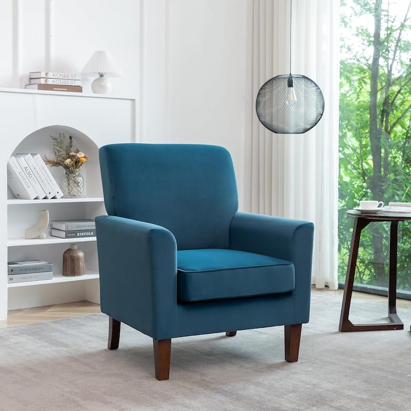 Modern Accent Armchair with Birch Wood Frame and Microfiber Upholstery
