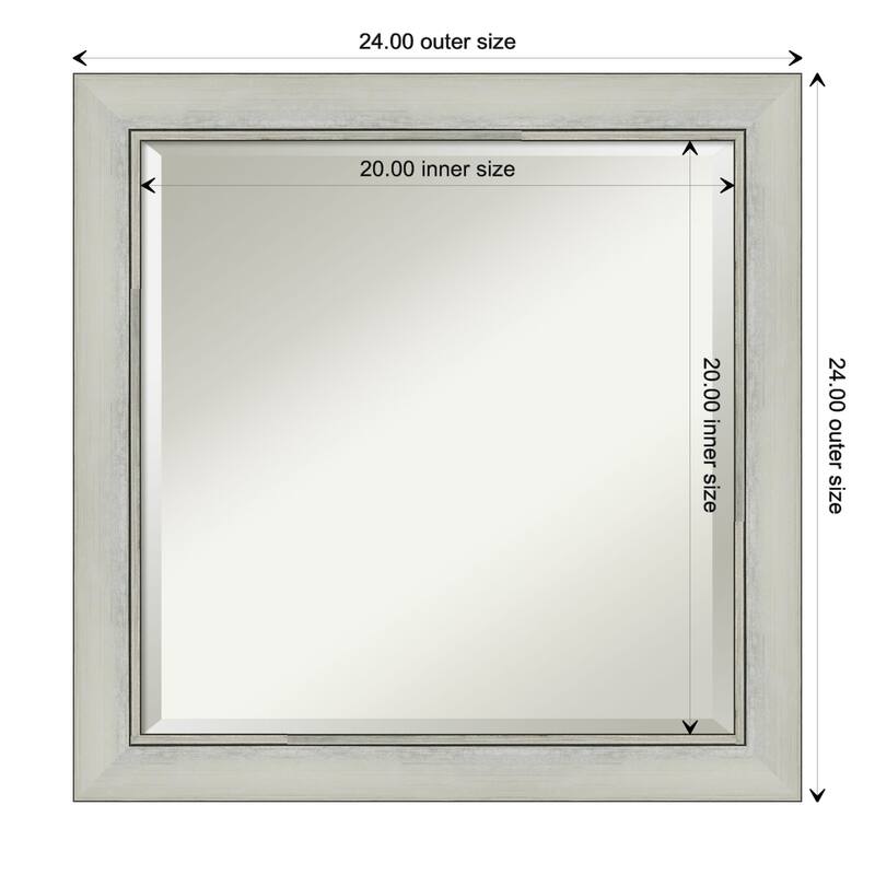Beveled Wall Mirror - Flair Polished Nickel Frame - 24 x 24-inch - Flair Silver Patina