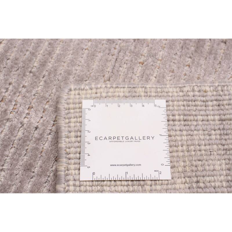 ECARPETGALLERY Hand Loomed Shimmer Grey Viscose, Wool Rug - 7'10 x 9'8