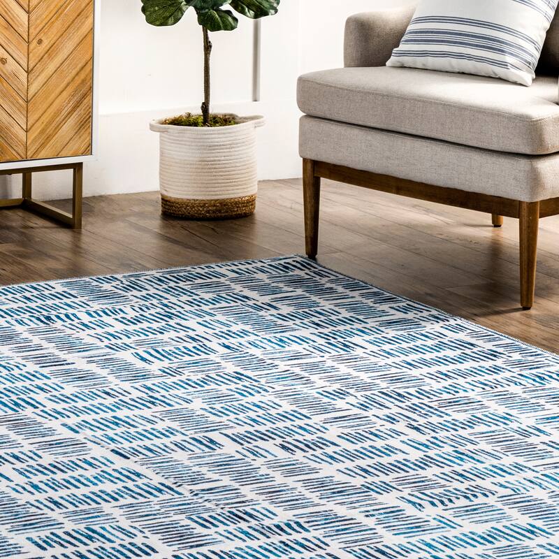 Nuloom Mitzi SpinClean Abstract Lines Machine Washable Area Rug